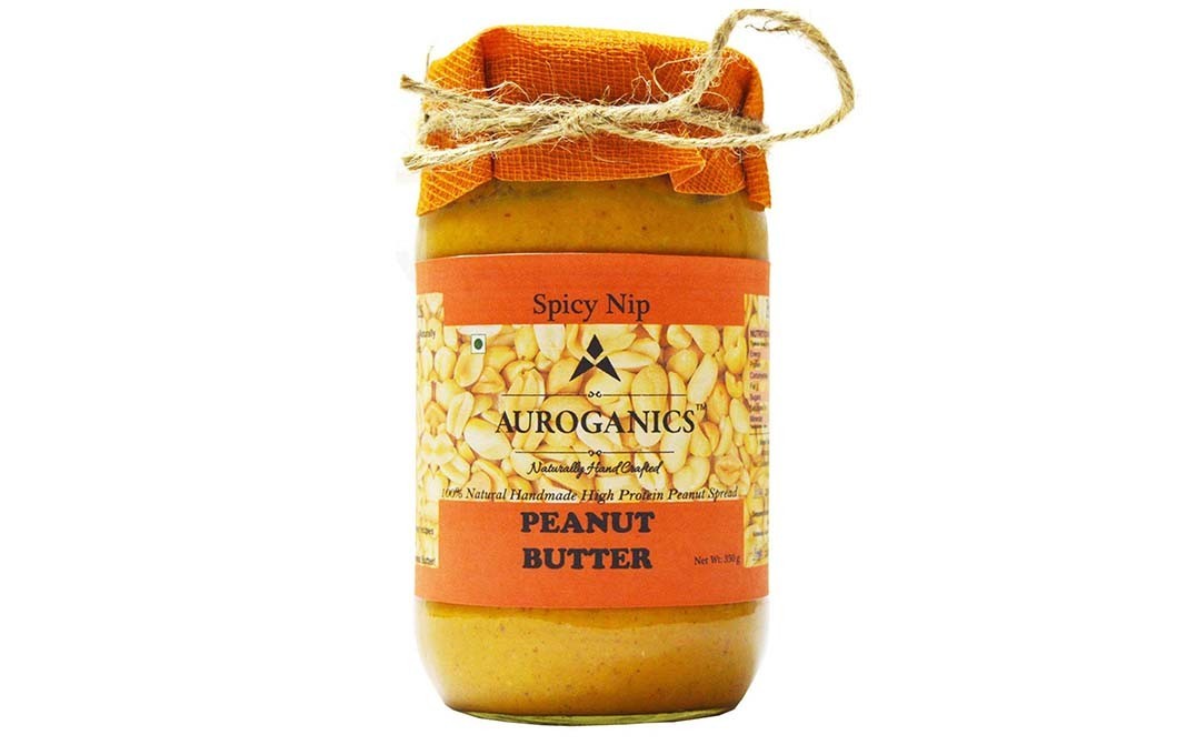 Auroganics Spicy Nip Peanut Butter    Glass Jar  350 grams